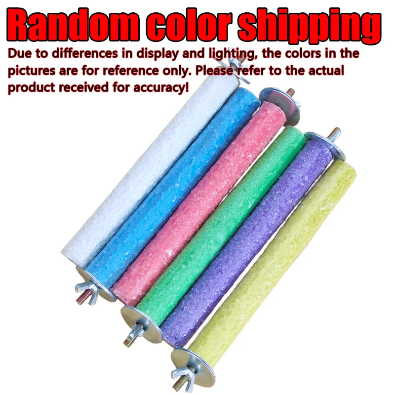 1PC Colored Parrot Perch Toy – Quartz Sand Paw Sharpening, Bird Cage Accessory