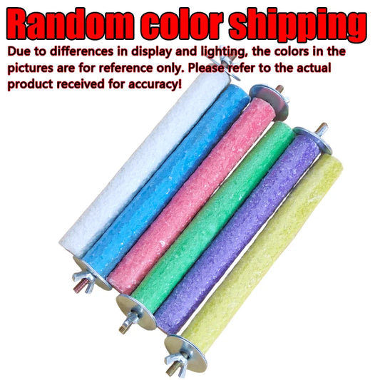 1PC Colored Parrot Perch Toy – Quartz Sand Paw Sharpening, Bird Cage Accessory
