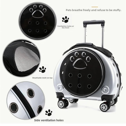 Small Pet Trolley Bag – Clear, Breathable, Portable Carrier for Cats & Pets
