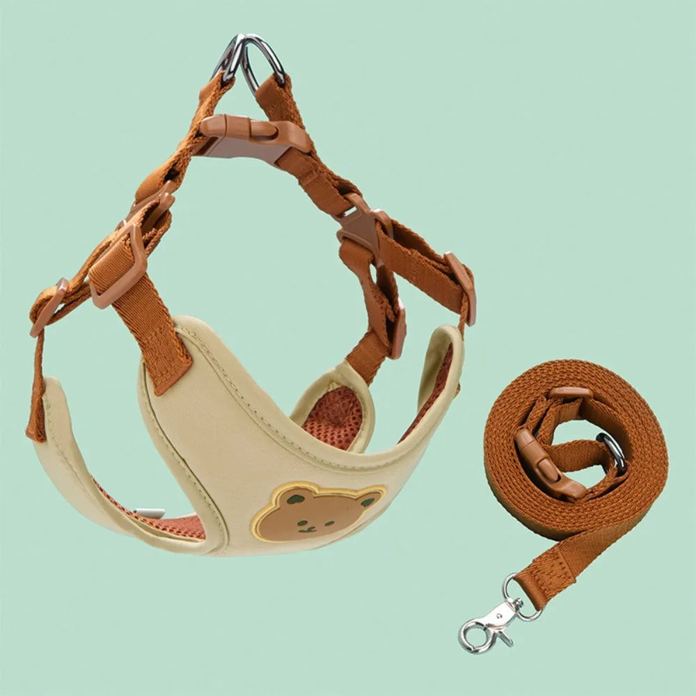 Creative Cute Dog Harness & Leash – Adjustable, Anti-Escape, No Pull