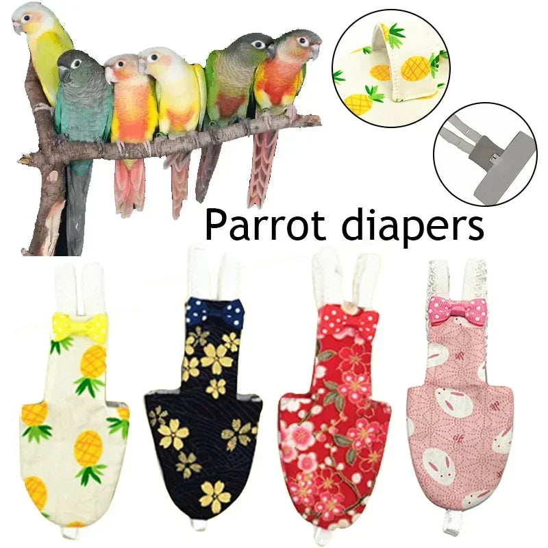 Parrot Diaper with Bowtie – Colorful, Washable Flight Suit for Birds