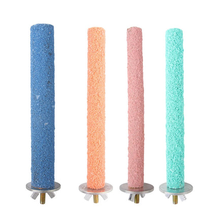 1PC Colored Parrot Perch Toy – Quartz Sand Paw Sharpening, Bird Cage Accessory