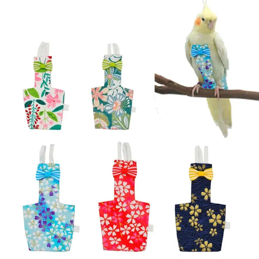 Parrot Diaper with Bowtie – Colorful, Washable Flight Suit for Birds
