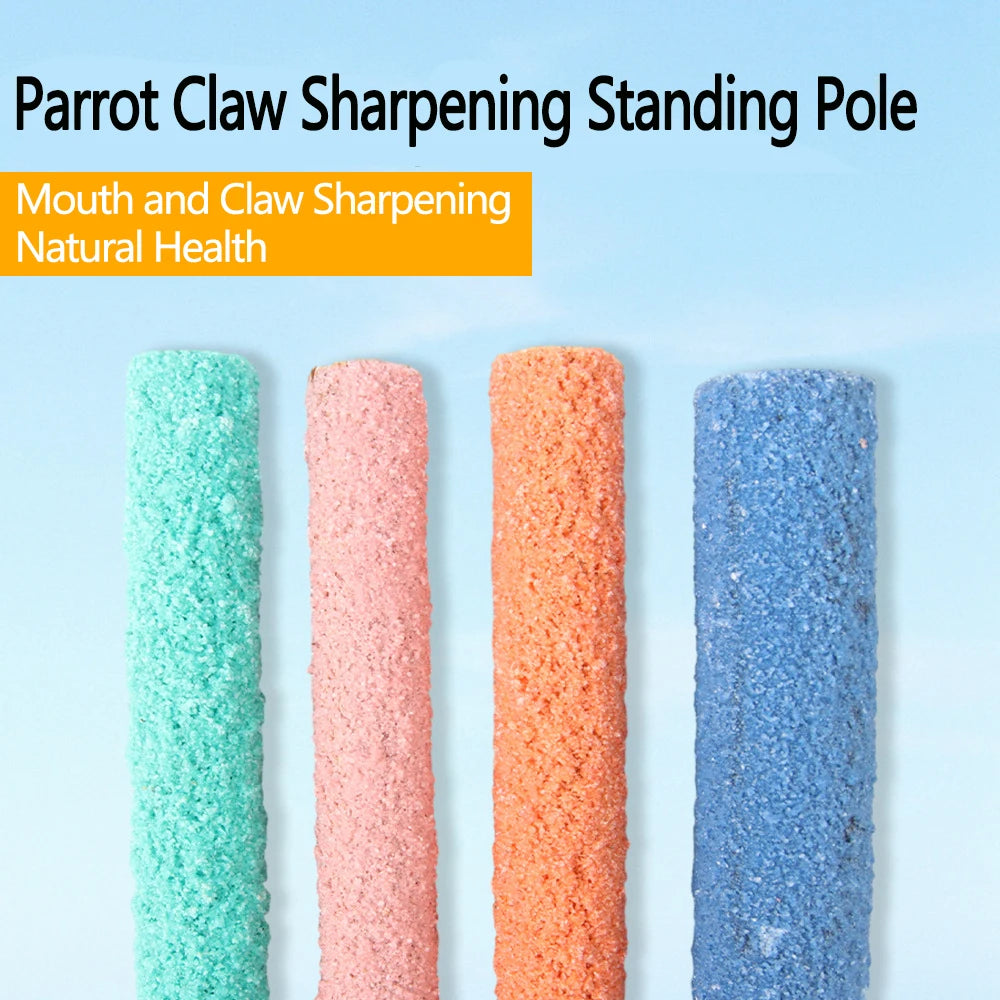 1PC Colored Parrot Perch Toy – Quartz Sand Paw Sharpening, Bird Cage Accessory