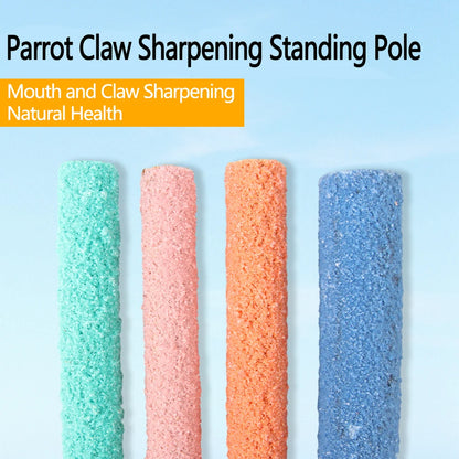 1PC Colored Parrot Perch Toy – Quartz Sand Paw Sharpening, Bird Cage Accessory