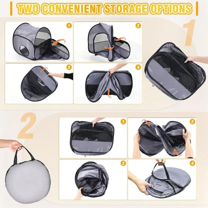 Enclosed Pet Playpen with Tunnel for Cats & Small Dogs