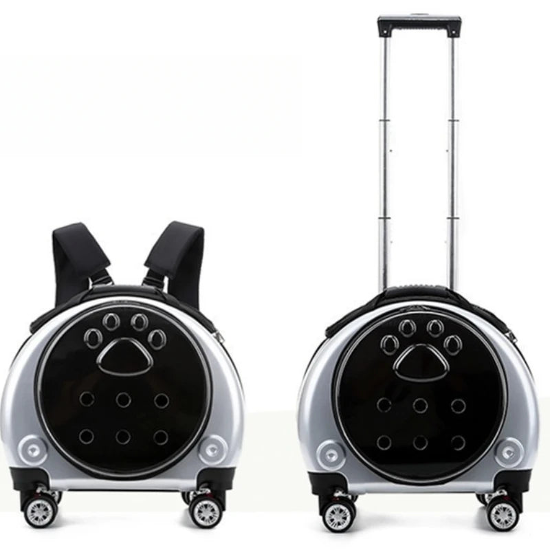 Small Pet Trolley Bag – Clear, Breathable, Portable Carrier for Cats & Pets