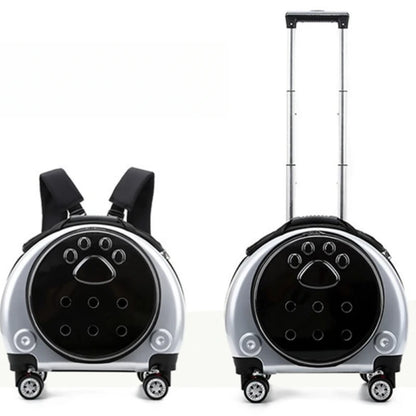 Small Pet Trolley Bag – Clear, Breathable, Portable Carrier for Cats & Pets